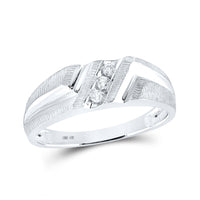 Load image into Gallery viewer, 10kt White Gold Mens Round Diamond Wedding Band Ring 1/10 Cttw
