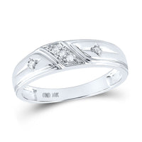 Load image into Gallery viewer, 10kt White Gold His Hers Round Diamond Cross Matching Wedding Set 1/5 Cttw
