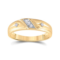 Load image into Gallery viewer, 14kt Yellow Gold His Hers Round Diamond Cross Matching Wedding Set 1/5 Cttw
