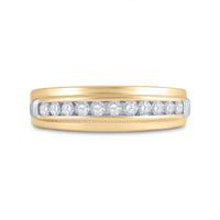 Load image into Gallery viewer, 14kt Yellow Gold Mens Round Diamond Wedding Band Ring 1/2 Cttw

