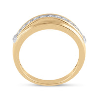 Load image into Gallery viewer, 14kt Yellow Gold Mens Round Diamond Wedding Band Ring 1/2 Cttw
