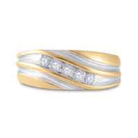 Load image into Gallery viewer, 14kt Yellow Gold Mens Round Diamond Wedding Band Ring 1/4 Cttw
