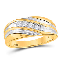 Load image into Gallery viewer, 14kt Yellow Gold Mens Round Diamond Wedding Band Ring 1/4 Cttw
