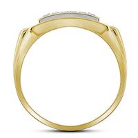 Load image into Gallery viewer, 10kt Yellow Gold Mens Round Diamond Rectangle Cluster Ring 1/2 Cttw
