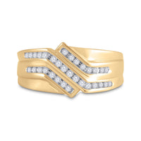Load image into Gallery viewer, 10kt Yellow Gold Mens Round Diamond Triple Row Band Ring 1/4 Cttw
