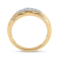 Load image into Gallery viewer, 10kt Yellow Gold Mens Round Diamond Triple Row Band Ring 1/4 Cttw

