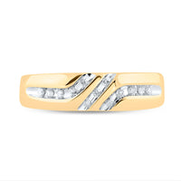 Load image into Gallery viewer, 10kt Yellow Gold Mens Round Diamond Wedding Band Ring 1/8 Cttw

