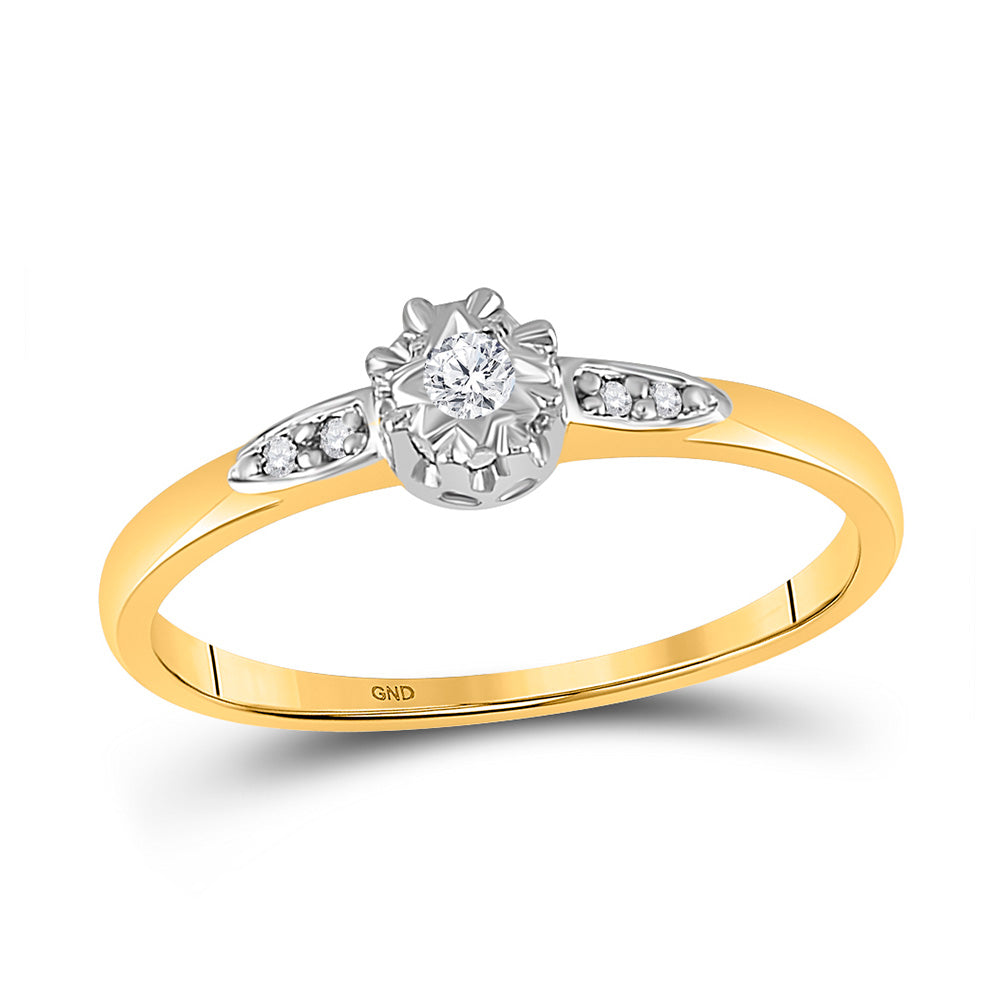 10kt Yellow Gold Round Diamond Solitaire Bridal Wedding Engagement Ring 1/20 Cttw