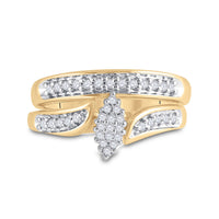 Load image into Gallery viewer, 10kt Yellow Gold Round Diamond Bridal Wedding Ring Band Set 1/4 Cttw
