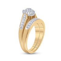 Load image into Gallery viewer, 10kt Yellow Gold Round Diamond Bridal Wedding Ring Band Set 1/4 Cttw
