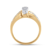 Load image into Gallery viewer, 10kt Yellow Gold Round Diamond Bridal Wedding Ring Band Set 1/4 Cttw
