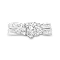 Load image into Gallery viewer, 14kt White Gold Marquise Diamond Bridal Wedding Ring Band Set 1/2 Cttw
