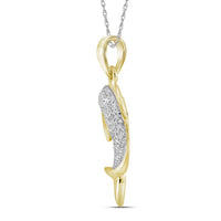 Load image into Gallery viewer, 14kt Yellow Gold Womens Round Diamond Dolphin Fish Animal Pendant 1/10 Cttw
