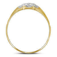 Load image into Gallery viewer, 14kt Yellow Gold Mens Round Diamond Matte Cluster Ring .02 Cttw
