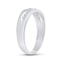 Load image into Gallery viewer, 10kt White Gold Mens Round Diamond Wedding Band Ring 1/8 Cttw
