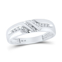 Load image into Gallery viewer, 10kt White Gold Mens Round Diamond Wedding Band Ring 1/8 Cttw
