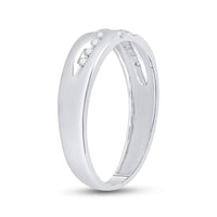 Load image into Gallery viewer, 14kt White Gold Mens Round Diamond Wedding Band Ring 1/8 Cttw
