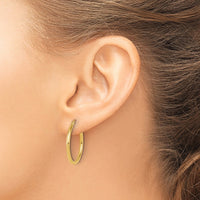 Load image into Gallery viewer, 14K 2x25mm Polished Hoop Earrings
