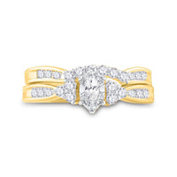 Load image into Gallery viewer, 14kt Yellow Gold Marquise Diamond Bridal Wedding Ring Band Set 1/2 Cttw
