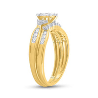Load image into Gallery viewer, 14kt Yellow Gold Marquise Diamond Bridal Wedding Ring Band Set 1/2 Cttw

