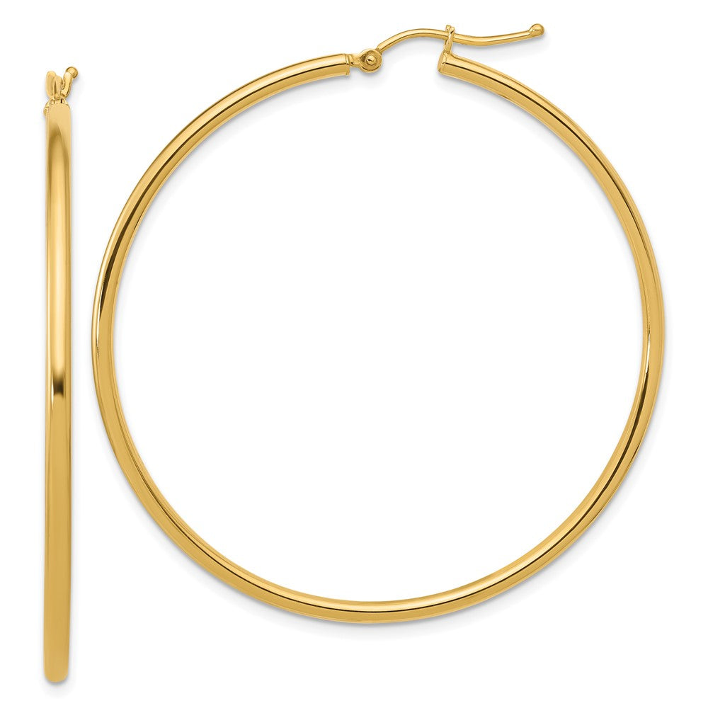 14K Polished 2mm Hoop Earrings