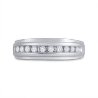 Load image into Gallery viewer, 14kt White Gold Mens Round Diamond Wedding Band Ring 1/4 Cttw
