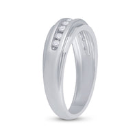 Load image into Gallery viewer, 14kt White Gold Mens Round Diamond Wedding Band Ring 1/4 Cttw
