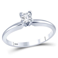 Load image into Gallery viewer, 14kt White Gold Womens Princess Diamond Solitaire Bridal Wedding Engagement Ring 1/3 Cttw
