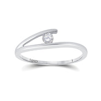 Load image into Gallery viewer, 10kt White Gold Womens Round Diamond Solitaire Promise Ring 1/10 Cttw
