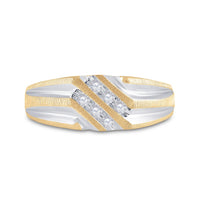 Load image into Gallery viewer, 10kt Two-tone Gold Mens Round Diamond Wedding Band Ring 1/8 Cttw
