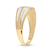 Load image into Gallery viewer, 10kt Two-tone Gold Mens Round Diamond Wedding Band Ring 1/8 Cttw
