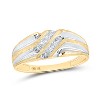 Load image into Gallery viewer, 10kt Two-tone Gold Mens Round Diamond Wedding Band Ring 1/8 Cttw
