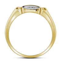Load image into Gallery viewer, 10kt Yellow Gold Mens Round Diamond Cluster Ring 1/4 Cttw
