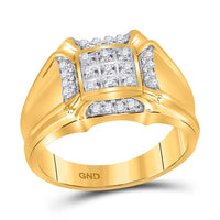 Load image into Gallery viewer, 10kt Yellow Gold Mens Round Diamond Cluster Ring 1/4 Cttw

