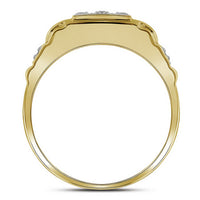 Load image into Gallery viewer, 10kt Yellow Gold Mens Round Diamond Square Cluster Ring 1/4 Cttw
