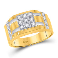 Load image into Gallery viewer, 10kt Yellow Gold Mens Round Diamond Square Cluster Ring 1/4 Cttw

