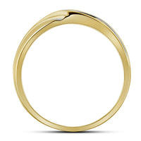 Load image into Gallery viewer, 10kt Yellow Gold Mens Round Diamond Single Row Two-tone Wedding Band Ring 1/20 Cttw
