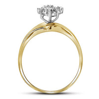 Load image into Gallery viewer, 10kt Yellow Gold Womens Round Prong-set Diamond Oval Cluster Ring 1/5 Cttw
