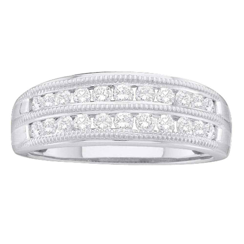 10kt White Gold Womens Round Diamond Double Row Fashion Ring 1/2 Cttw