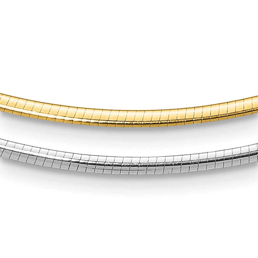 14K Two-Tone 2mm Reversible w/Adj. Chain Omega Necklace
