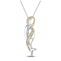 Load image into Gallery viewer, 10kt Two-tone Gold Womens Round Diamond Dolphin Pendant 1/20 Cttw
