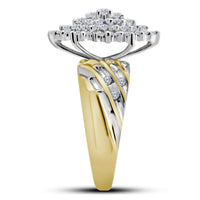 Load image into Gallery viewer, 10kt Yellow Gold Womens Round Diamond Oval Cluster Ring 1 Cttw
