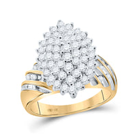 Load image into Gallery viewer, 10kt Yellow Gold Womens Round Diamond Oval Cluster Ring 1 Cttw
