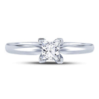 Load image into Gallery viewer, 14kt White Gold Womens Princess Diamond Solitaire Bridal Wedding Engagement Ring 3/8 Cttw
