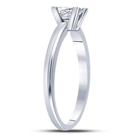 Load image into Gallery viewer, 14kt White Gold Womens Princess Diamond Solitaire Bridal Wedding Engagement Ring 3/8 Cttw
