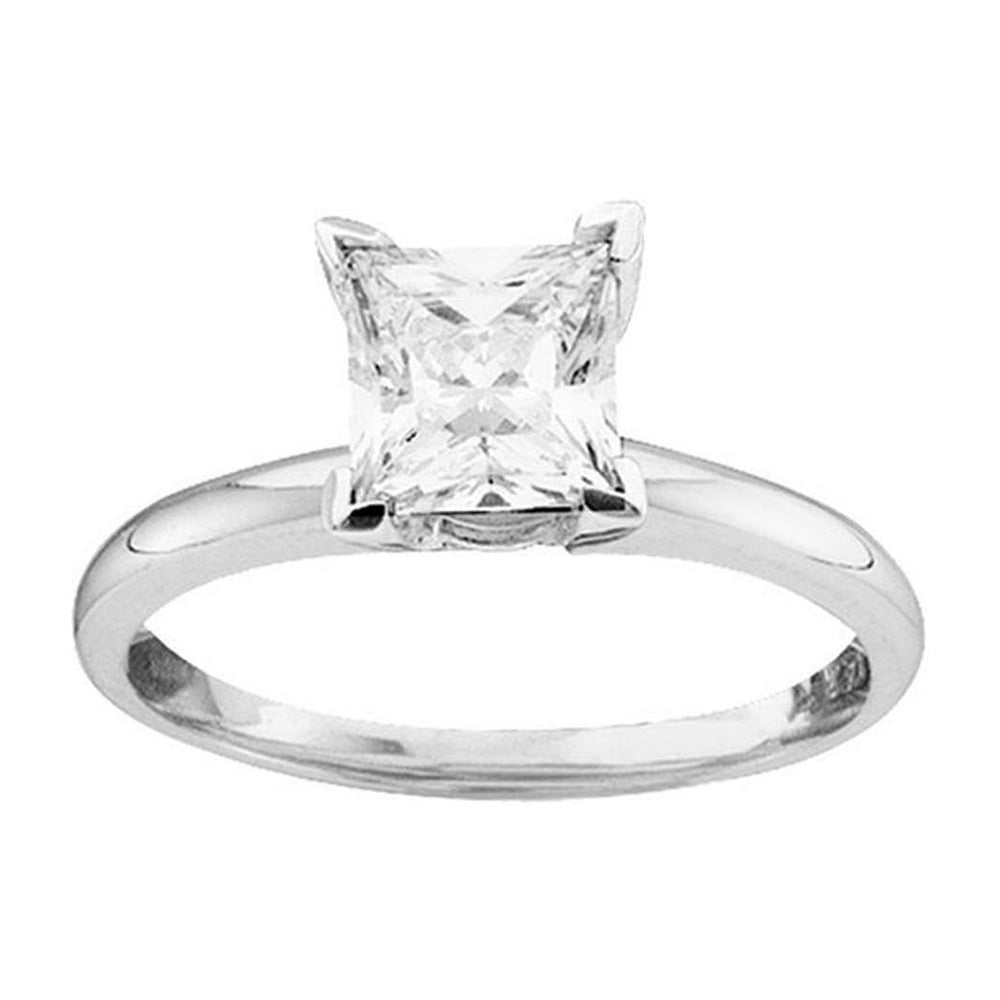 14kt White Gold Womens Princess Diamond Solitaire Bridal Wedding Engagement Ring 1/5 Cttw