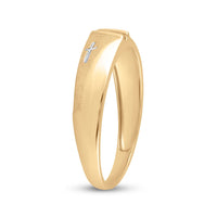 Load image into Gallery viewer, 10kt Yellow Gold Mens Round Diamond Single Row Cross Wedding Band 1/20 Cttw
