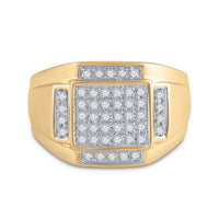 Load image into Gallery viewer, 10kt Yellow Gold Mens Round Diamond Square Cluster Ring 1/3 Cttw
