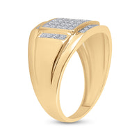 Load image into Gallery viewer, 10kt Yellow Gold Mens Round Diamond Square Cluster Ring 1/3 Cttw
