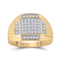 Load image into Gallery viewer, 10kt Yellow Gold Mens Round Diamond Square Cluster Ring 1/3 Cttw
